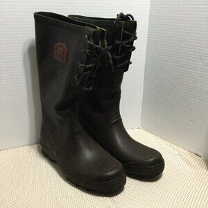 Sorel Mens Brown 100% Synthetic Fiber Lace Up Waterproof Rain Boots Size 11